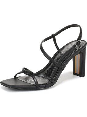 Women's Elegant Black Buckle Heeled Sandals 3 Inches Block Heels Formal Shoes